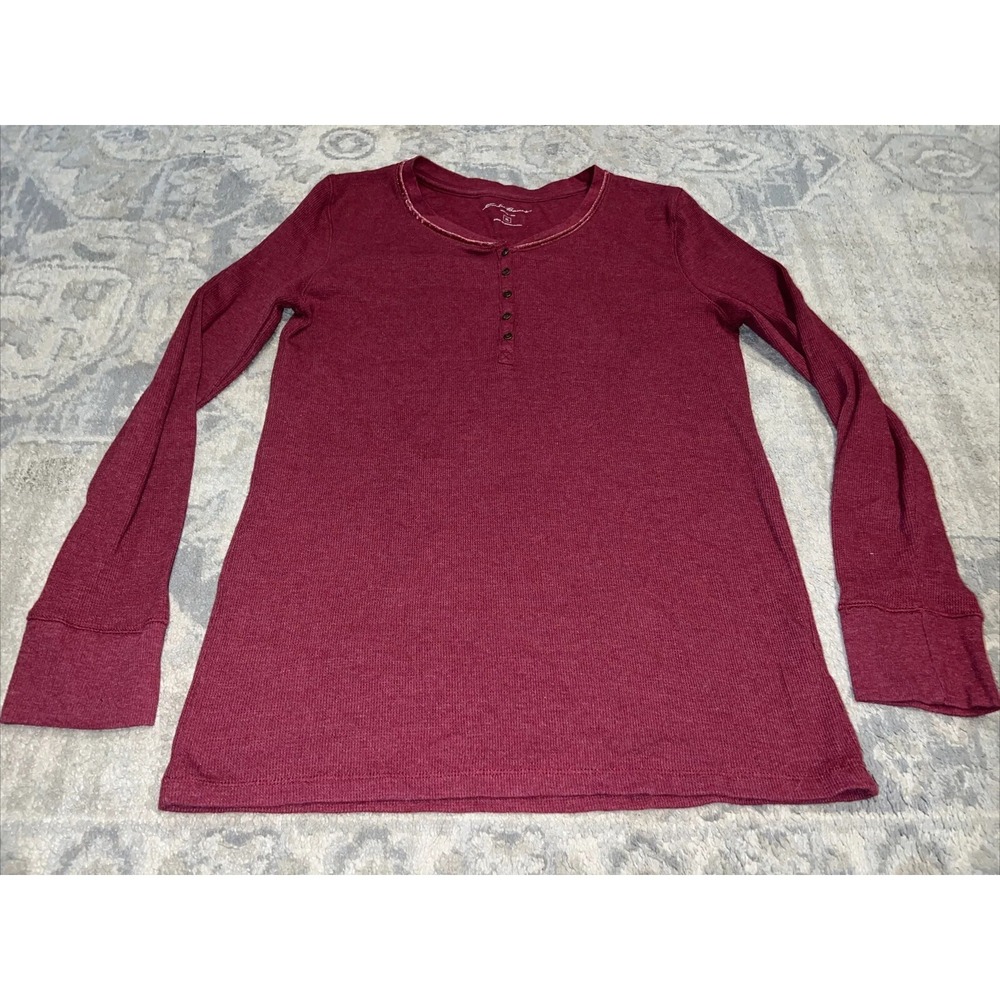 Eddie Bauer Shirt, Women's Size XL, Reddish‎ Maroon Long Sleeve 1/4 Button Up
